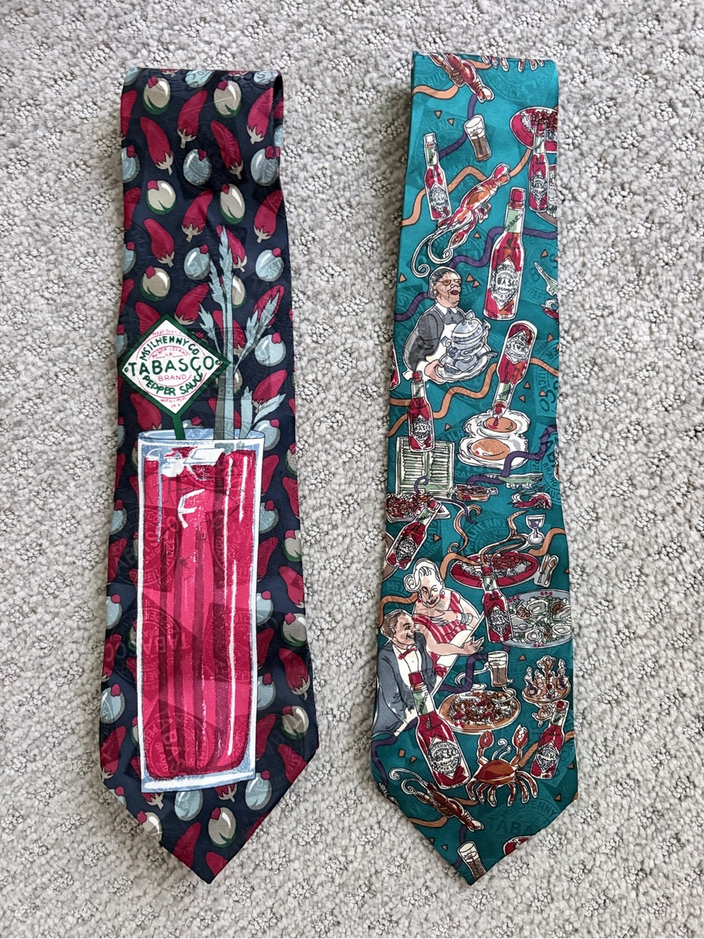 TABASCO Ties SILK Bundle of 2 Vintage tobasaco neck ties